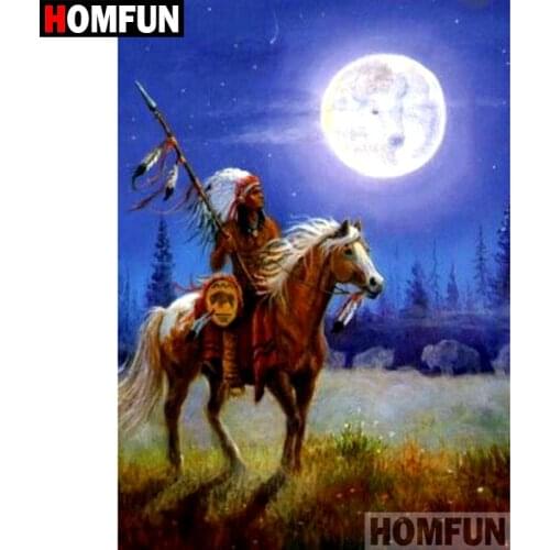HOMFUN Full Square/Round Drill 5D DIY Diamond Painting "Indian horse" Embroidery Cross Stitch 5D Home Decor Gift A08770