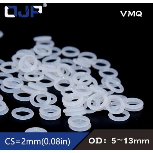 10PCS/lot White Silicon Ring Silicone/VMQ O ring OD5/6/7/8/9/10/11/12/13/14*2mm Thickness O-Ring Seal Rubber Gaskets Ring Washer