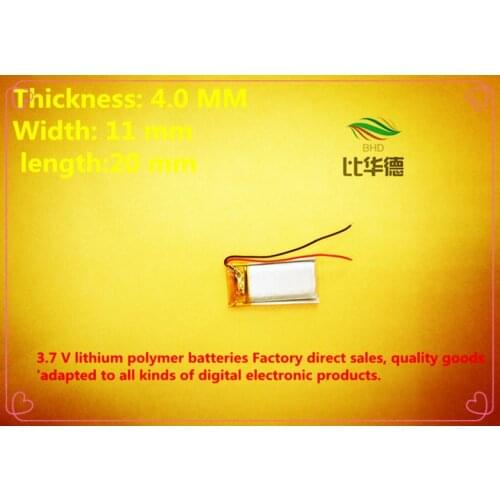 Free shipping)Polymer lithium ion battery 3.7 V, 401119 041119 401120 CE FCC ROHS MSDS quality certification