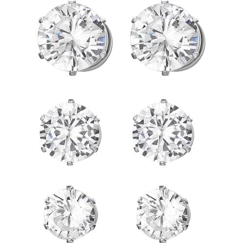 BONISKISS Unisex Earrings Mens Halloween Ring Stainless Steel Pierced Neutral Stud Earring Jewelry For Women Shining Zircon