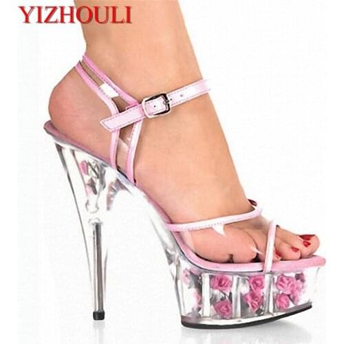 Ankle Strap Flower Sole Design 15CM High Heel Shoes Sandals, Pole Dance Shoes, High Heel Wedding Shoes