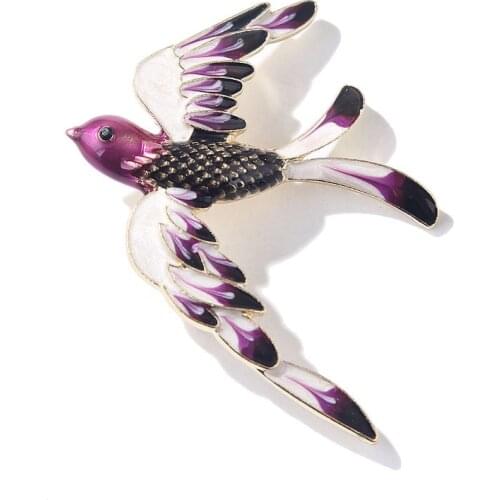 Rhinestone Swallows Brooches for Women Enamel Pins Animal Bird Pigeon Badge Suit Scarf Buckle Lapel Pin Fashion Jewelry Gifts