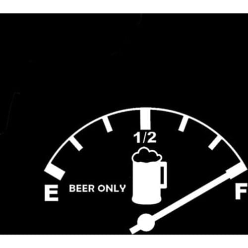 Black/Sliver BEER ONLY Funny Car Sticker Gas Fuel Gauge Car Truck Full Tank Removable Waterproof Window Body Bumper CL835