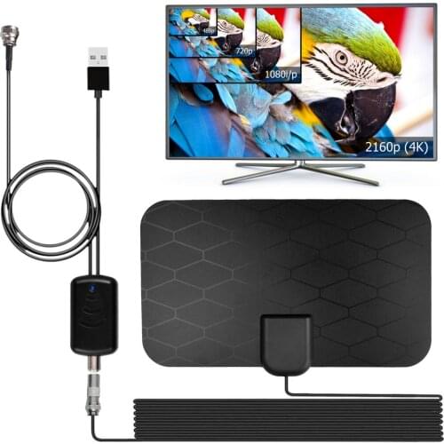4K 5DB High Gain All HD TV DTV Box Digital TV Antenna 250 Miles Booster Active Indoor Aerial HD Flat Design Hot Sale