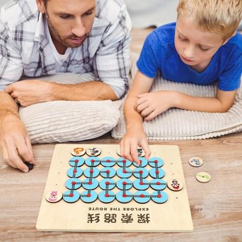Montessori Wooden Childrens Exploration Route Maze Walking Table Game Puzzle Logic Thinking Concentration Training Toy