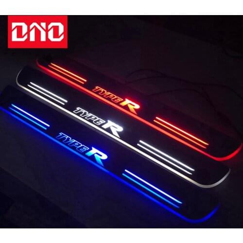DNO Trim Pedal LED Car Light Door Sill Scuff Plate Pathway Dynamic Streamer Welcome Lamp For Honda Civic Type R 2016 - 2020