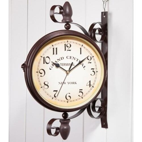 European-style Double-sided Wall Clock 33x32CM/37x38CM Creative Classic Clocks Monochrom Wall Clock Home Decoration Accessories