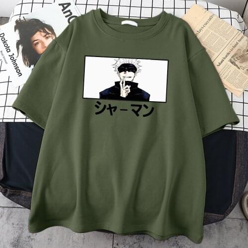Satoru Gojo Shaman Funny Printing Mens Tshirt Creativity Vintage Tshirts Vogue Oversized T-Shirt Street Fit Man Short Sleeve