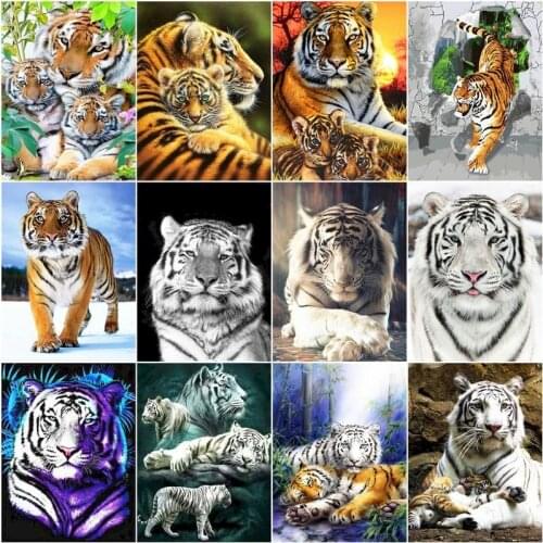 GATYZTORY Painting By Numbers Tiger Animals Drawing Canvas DIY Pictures By Numbers Kits Wall Art Hand Painted Gift Home Decor