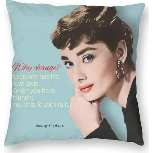 Glamour Audrey Hepburn Square Pillow Case Decoration British Actress Cushions Throw Pillow for Car Double-sided Printing