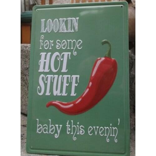 Hot stuff metal sign poster vintage cafe pub bar garage retro kitchen embossed