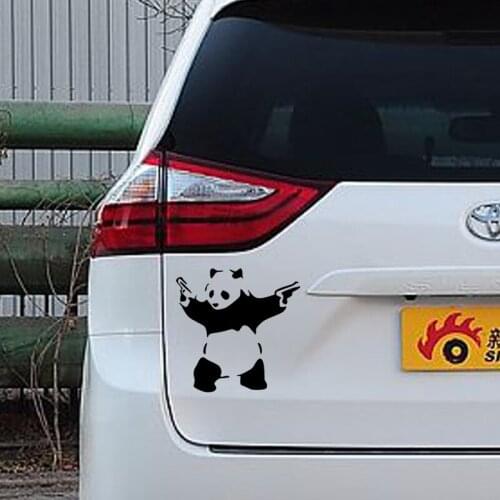 Hot Sale 13 cm x 13 cm Panda With Guns Art Car Sticker Reflective Vinyl car styling sticker,waterproof