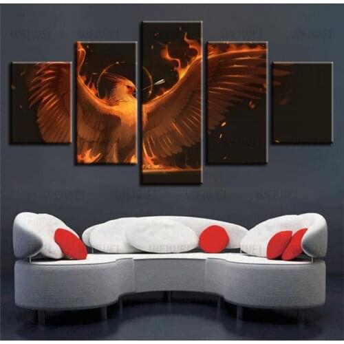 Canvas Painting Flying Phoenix with Wings Home Wall Decoration Poster Use In Bedroom and Living Room Frameless Style