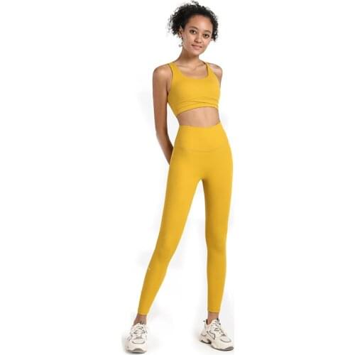 NORMOV Women Fitness Set Sexy Sport Yoga Sets Woman Back Cross No Trace TOP High Waist Hip-Lifting Legging Tracksuit Workout Set