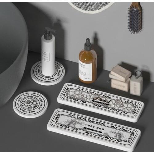 Nordic Cup Pad Bathroom Absorbent Diatomite Mat Kitchen Non-slip Coaster Soap Pad Home Tabletop Placemat Bathroom Storage Holder