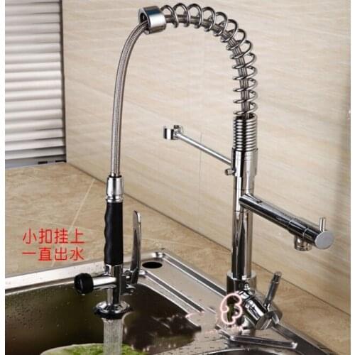 Kitchen 2015 new luxury pull out basin faucet.Solid Brass Thicken Chrome Spring spray faucets.Two Spouts basin mixer tap size