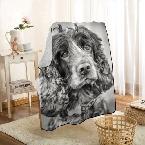 Cute Cocker Spaniel Dog Throw Blanket Personalized Blankets On For The Sofa/Bed/Car Portable 3D Blanket For Kid Home Textiles