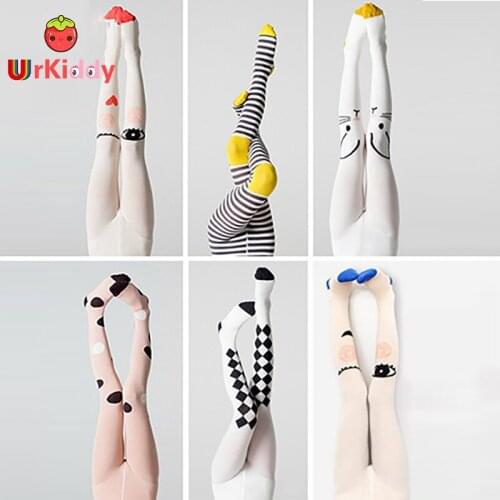 Cute Autumn Kids Cotton Pantyhose Tights Cartoon Cat Baby Girl Pantyhose Knitted Cute Children Stocking Baby Tights