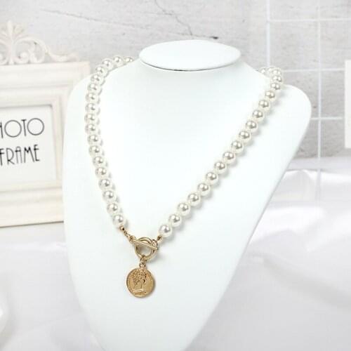 Fashion Pearl Necklaces & Bracelets Set For Women Vintage Classic Portrait Coin Choker Necklaces Charm Female Wedding Jewelry