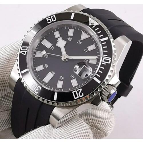 40mm DREAMRUI black dial Sapphire glass Black Ceramic bezel Luminous automatic mens watch