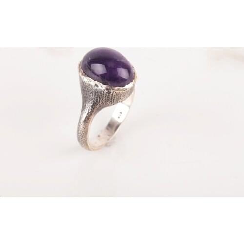 UM US JEWELRY Amethyst Cubic Zirconia 925 Sterling Silver Men Ring