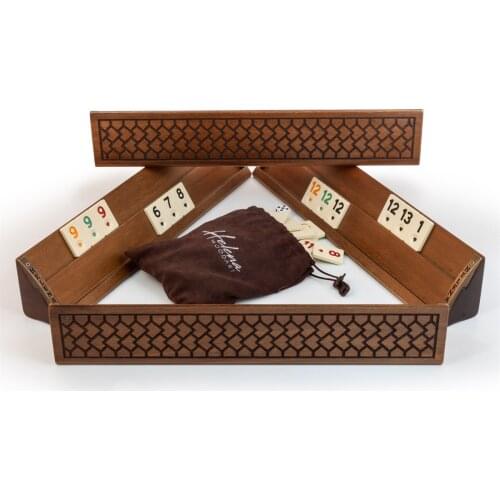 Vip Rummy Okey Team Game Set Wood 42x7x7 Cm Big Size Vintage Rustic Professional Design Mosaic Motifs Handmade Arts