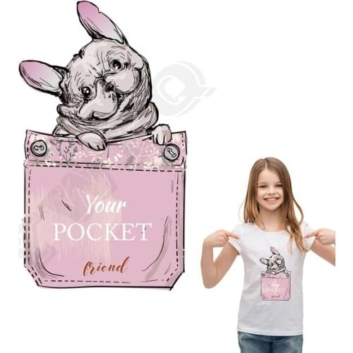 Pocket Dog Patch Iron On Clothes A-level Washable DIY Heat Transfers Appliqued Badges Gilrs Boys T-shirt Decoration Iron-on