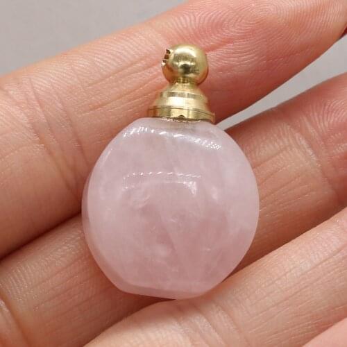 Natural Stone Perfume Bottle Pendant Exquisite Section Pink Crystal For Jewelry Making Charms DIY Necklace Accessory