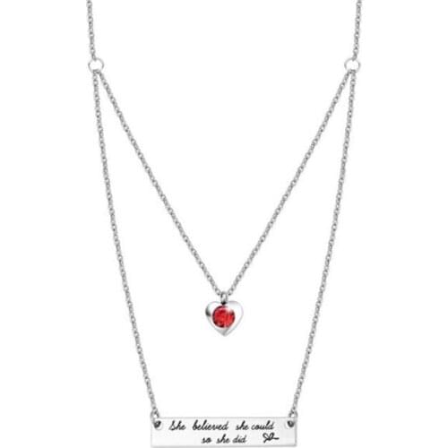 Stainless Steel She Believed She Could So She Did With Birthstone Pendant Necklace Inspiration Jewelry