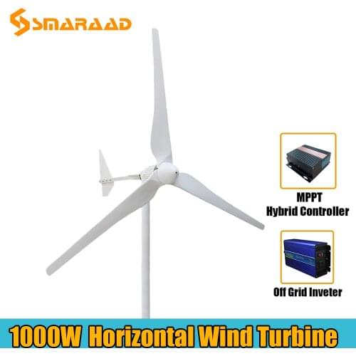 Low Wind Speed Up 1000W 24V 48V Wind Turbine Generator With MPPT Charge Controller And Off Grid SystemFor Marine and Land