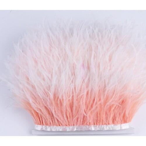 Natural Colorful Ostrich Feathers Trim Ribbon DIY Wedding Dress Sewing Carnival Clothes Decoration Dyed Plumes Fringe For Crafts