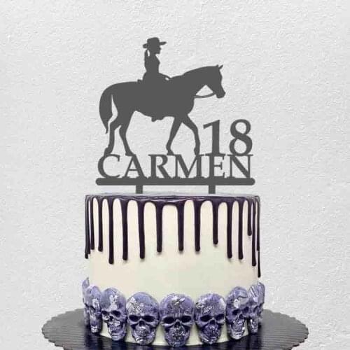 Personalized Birthday Cake Topper Custom Name Age Girl Riding Horse For Girls Birthday Party Cake Decoration Topper