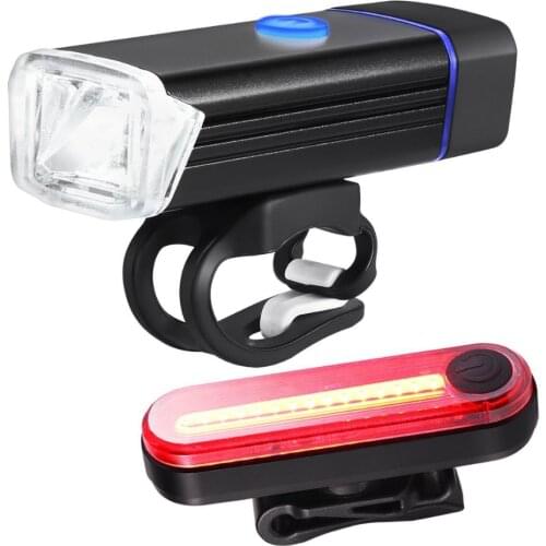 Portable Bike Bicycle Lights USB LED Rechargeable Set Mountain Cycle Front Back Headlight Safety Warning Light Bike Accessories