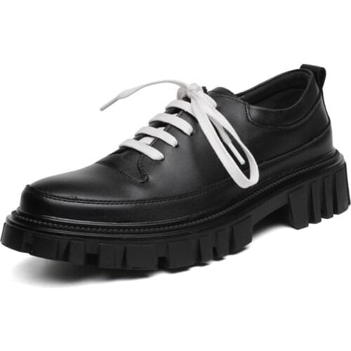 British Style Thick Sole Tooling Shoes for Men High Quality Fashion Leather Casual Shoes Black Martin Shoes Designer Male Shoes