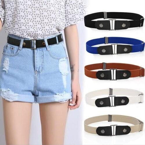 Womens Buckle-Free Elastic BeltsWaist Belt Leather No Buckle Belt Unisex Buckle Free Belt Stretch Strap For Jeans Pants