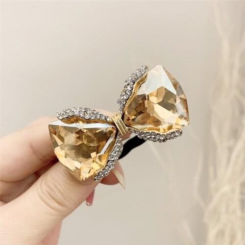 Korean Rhinestone Bow Hair Tie Elegant Princess Hair Band Headdress Elastic Hair Bands for Girls Hair Accessories Luxury Jewelry
