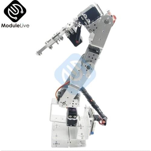 ROT3U 6DOF Aluminium Robot Arm Mechanical Robotic Clamp Claw for Arduino Silver
