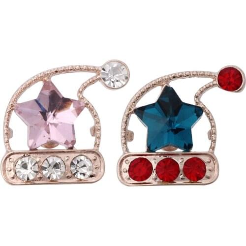 10pcs/lot New Christmas Snaps Jewelry Rhinestone Rose Gold Christmas Hat Snap Buttons Fit 18mm Snap Button Necklace Bracelet