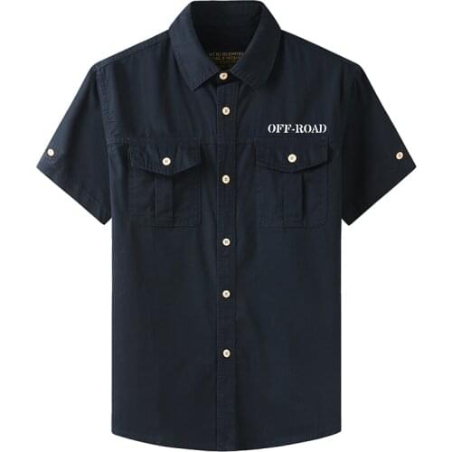 6XL 7XL Mens 100% Cotton Military Shirts Casual Dress Short Sleeve Slim Tops Work Shirt Male Solid Summer Trendy Chest Pocket