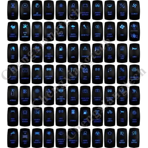 RV Truck Caravan Bus-Blue Led - Light Bar Laser Rocker Switch On Off, On Off On, Momentary for Car Boat 12v 24v, 70 Logos