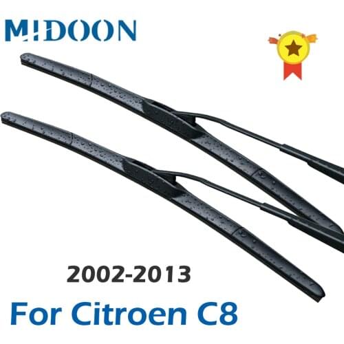 MIDOON Wiper Blades for Citroen C8 Fit Hook Arms 2002 2003 2004 2005 2006 2007 2008 2009 2010 2011 2012 2013