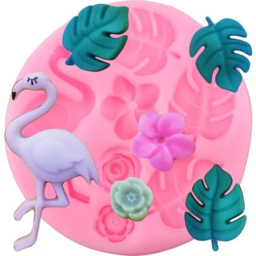 Flamingo Silicone Mold Party Turtle Leaf Fondant Molds Rose Flower Cake Decorating Tools Chocolate Gumpaste Candy Resin Moulds