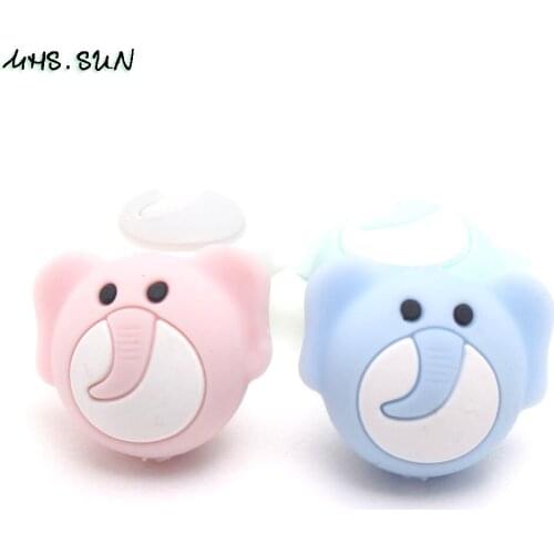 MHS.SUN 15PCS Baby Silicone Beads BPA Free Cartoon Elephant Teether Toy For Toddler Infant Chewing Nursing Jewelry BPA Free