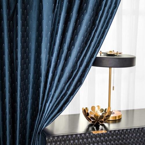 Light Luxury High-Precision Silver Shining Dots Dark Texture High Shading Bedroom Curtains Peacock Blue Living Room Blinds #35