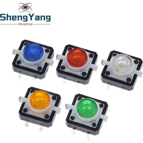 1PCS 12X12X7.3mm Tactile Push Button Switch Momentary Tact LED 5 Color 12*12*7.3mm 12*12*7.3 Red Green Blue Yellow White