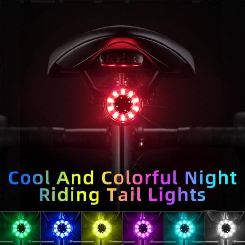 ROCKBROS Aluminum Bicycle Rear Light Colorful Rechargeable Safety Warning Tail Lamp Waterproof MTB Road Bike Light Accessories