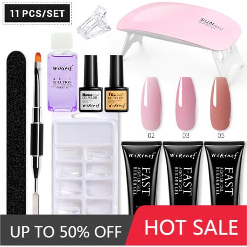 WiRinef 15ml Poly UV Nail Gel Set UV Fast Builder Gel Quick Hard Gel Jelly Acrylic Crystal Nail Gel Polish