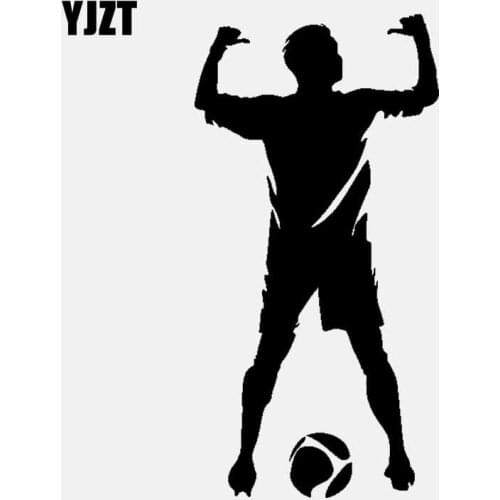 YJZT 7.6CM*15CM Soccer Decal Football Personalized Vinyl Car Sticker Black/Silver C3-1657