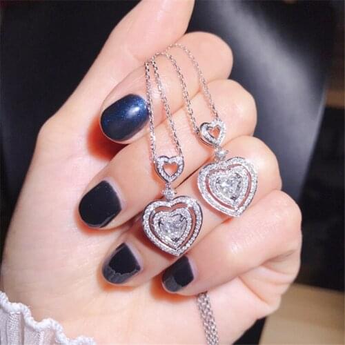 Sexy Heart Shape Diamond Pendant Real 925 Sterling Silver Party Wedding Pendants Necklace For Women Bridal Charm Jewelry