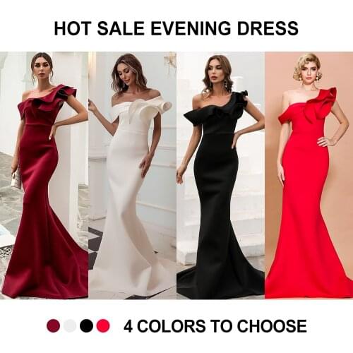 Women 2021 Summer One Shoulder Party Dress Evening Backless Ruffles Celebrity Maxi Slash Neck Long Dresses Pure White